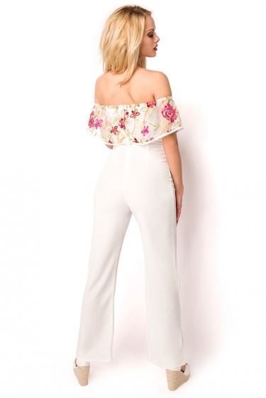 Zomerse jumpsuit met carmenhals